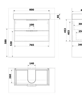 Koupelna Bruckner NEON umyvadlová skříňka 76,5x45x35 cm, bílá 500.115.0
