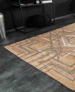Designové a luxusní koberce Estila Moderní designový obdélníkový koberec Makalu béžové barvy s šedým geometrickým vzorem 230cm