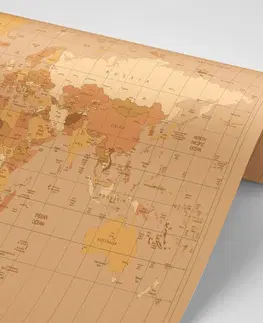 Samolepící tapety Samolepící tapeta mapa světa v béžovém odstínu