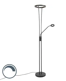 Stojaci lampy Moderní stojací lampa černá včetně LED s čtecím ramenem - Divine