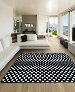 Koberce a koberečky Dywany Lusczow Kusový koberec SKETCH JAMIE bílý / černý - tečky, velikost 160x220