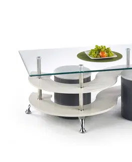 Konferenční stolky HALMAR Konferenční stolek s taburety Linah bílý/šedý