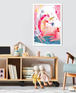 Obrazy do dětského pokoje Obraz do dětského pokoje - Růžový jednorožec s hvězdičkami