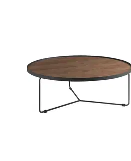 Designové a luxusní konferenční stolky Estila Moderní kulatý konferenční stolek Forma Moderna ze dřeva hnědý 100cm