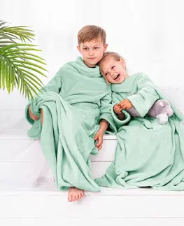 Dětské deky Decoking Deka s rukávy Lazy Kids mátová, 90 x 105 cm