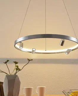 Závěsná světla Lucande Lucande Paliva LED závěsné světlo, 64 cm, nikl