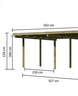 Garáže Dvojitý dřevěný přístřešek 563 x 490 cm borovice Dekorhome