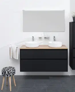 Koupelnový nábytek MEREO Opto koupelnová skříňka vysoká 125 cm, levé otevírání, černá CN944L