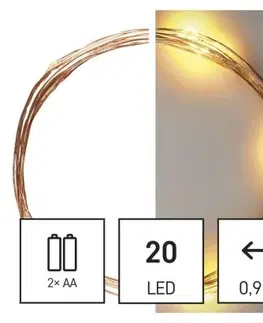 Vánoční řetězy a lamety EMOS Vánoční LED řetěz Nanos vnitřní s časovačem 1,9 m teplá bílá