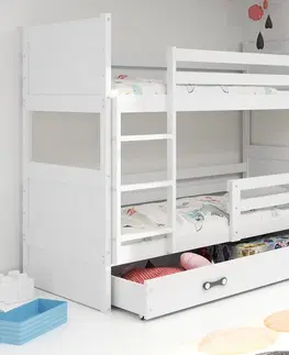 Postele BMS Dětská patrová postel RICO | bílá 90 x 200 cm Barva: Šedá