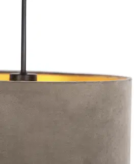 Zavesna svitidla Závěsná lampa s velurovým odstínem taupe se zlatem 35 cm - Combi