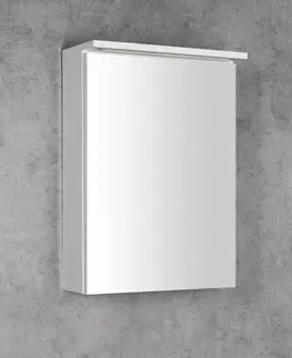 Koupelnová zrcadla AQUALINE KAWA STRIP galerka s LED osvětlením 50x70x22cm, bílá WGL50S