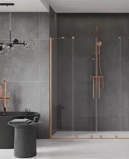 Sprchové kouty MEXEN/S Velar Duo posuvné sprchové dveře 200, transparent, měď kartáčovaná 871-200-000-02-65