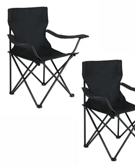 Zahradní židle a křesla Ak furniture Sada 2 kempingových židlí ANTER černá