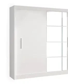 Šatní skříně Šatní skříň s posuvnými dveřmi LOW Tempo Kondela Bílá