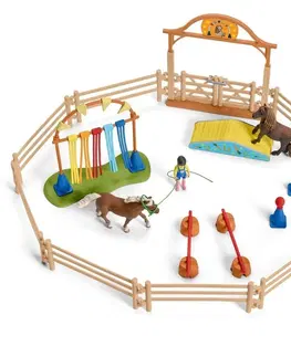Dřevěné hračky Schleich 42481 Trénink v agility pro poníky