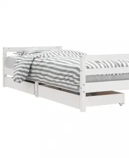 Dětské pokoje Dětská postel se zásuvkami bílá 90x190 cm masivní borové dřevo
