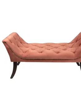 Pohovky Růžová sametová pohovka / lavice s opěrkami Lounge Sofa - 117*45*63 cm Clayre & Eef 50553P