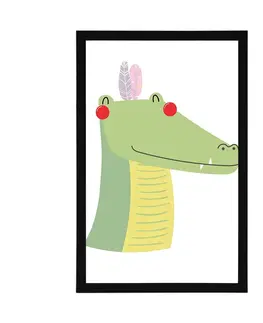 Zvířátka Plakát roztomilý krokodýl s peříčky