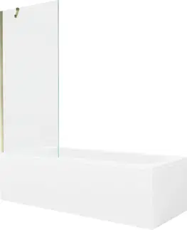 Vany MEXEN/S Vega obdélníková vana 150 x 70 cm s panelem + vanová zástěna 80 cm, transparent, zlatá 550115070X9508000050