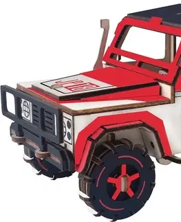 3D puzzle Woodcraft construction kit Dřevěné 3D puzzle SUV červené
