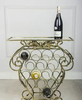 Stojany na víno DekorStyle Dekorativní stojan na 16 lahví Garth zlatý
