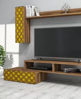 Obývací stěny a sestavy nábytku Televizní stěna PLANET ořech žlutá
