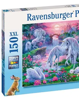 Hračky puzzle RAVENSBURGER - Jednorožci při západu slunce; 150 dílků