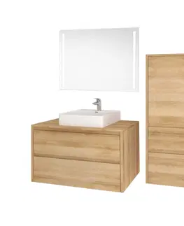 Koupelnový nábytek MEREO Opto, koupelnová skříňka 81 cm, bílá/dub Riviera CN931S