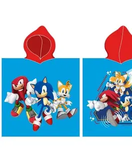 Doplňky do ložnice Carbotex Dětské pončo Ježek Sonic a Přátelé, 55 x 110 cm