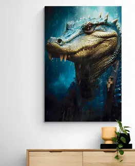 Obrazy vládci živočišné říše Obraz modro-zlatý krokodýl