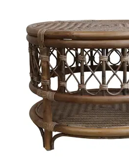 Zahradní ratanový nábytek Hnědý ratanový konferenční stolek Anor Wicker - Ø 58*42cm Chic Antique 41061100 (41611-00)