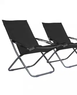 Zahradní křesla a židle Skládací plážová křesílka 2 ks Dekorhome Černá