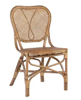 Luxusní a stylové zahradní židle Estila Luxusní ratanová zahradní židle Bistro v přírodní světle hnědé barvě 90 cm