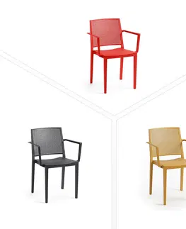 Zahradní židle a křesla Plastové křeslo s područkami STOCKHOLM (různé barvy) červená