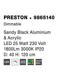 Designová závěsná svítidla NOVA LUCE závěsné svítidlo PRESTON černý hliník a akryl LED 25W 230V 3000K IP20 stmívatelné 9865140