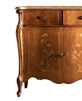 Designové komody Estila Barokní vyřezávaná dvoudveřová skříňka Pasiones hnědé barvy na nožičkách s možností malebného zdobení 107cm