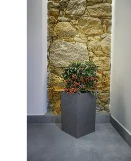 Květináče a truhlíky Flower Lover Samozavlažovací květináč Cubico Stone šedá, 27 x 42 cm