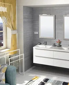 Koupelnový nábytek SAPHO Koupelnový set WAVE 150, bílá/dub stříbrný KSET-049