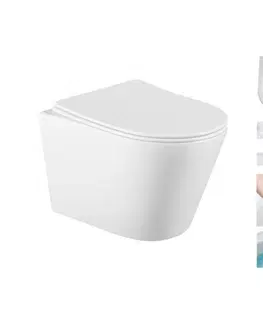 Kompletní WC sady Závěsný WC set MEXEN RICO 36,5 cm s prkénkem TRE bílý