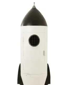 Komody Bílo-černá kovová skříň ve tvaru rakety Rocket - 70*70*218 cm J-Line by Jolipa 30903