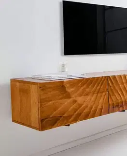 TV stolky LuxD Designový závěsný TV stolek Shayla 160 cm hnědé mango