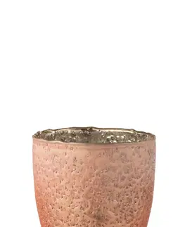 Svícny Skleněný svícen lososové barvy na čajovou svíčku - 14,5*14,5*15,5 cm J-Line by Jolipa 2047