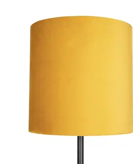 Stojaci lampy Art Deco stojací lampa černá se žlutým odstínem 40 cm - Simplo