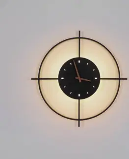 Nástěnná svítidla Globo LED nástěnné světlo Sussy s hodinami, černá, Ø50cm