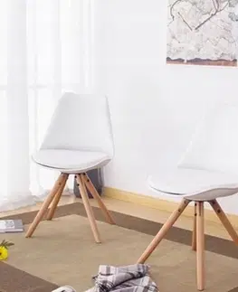Židle Elegantní bílá židle s černým podsedákem