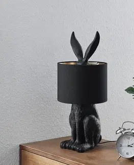 Stolní lampy Lindby Lindby Lorentina látková stolní lampa zajíc černá