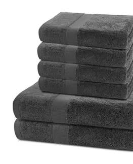 Ručníky DecoKing Sada ručníků a osušek Marina charcoal, 4 ks 50 x 100 cm, 2 ks 70 x 140 cm