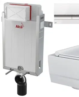 WC sedátka ALCADRAIN Renovmodul předstěnový instalační systém s bílým/ chrom tlačítkem M1720-1 + WC MYJOYS MY2 + SEDÁTKO AM115/1000 M1720-1 MY2