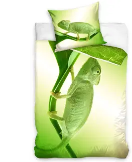 Povlečení BedTex Bavlněné povlečení Zelený Chameleon, 140 x 200 cm, 70 x 90 cm 